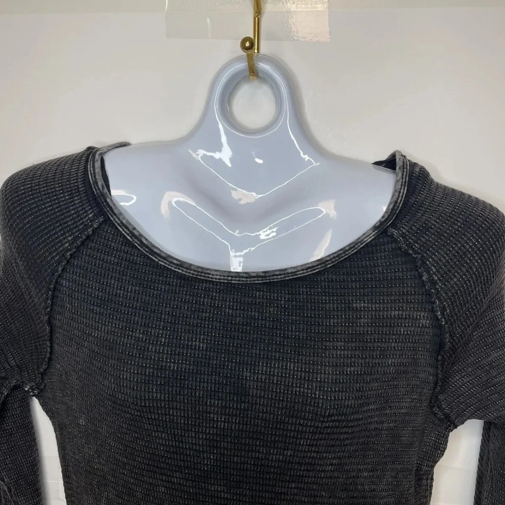 Able Dress M Gray Aztec Waffleknit Long Sleeve Stretch - Picture 4 of 10